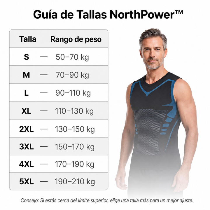 Guía de tallas NorthPower en kilogramos